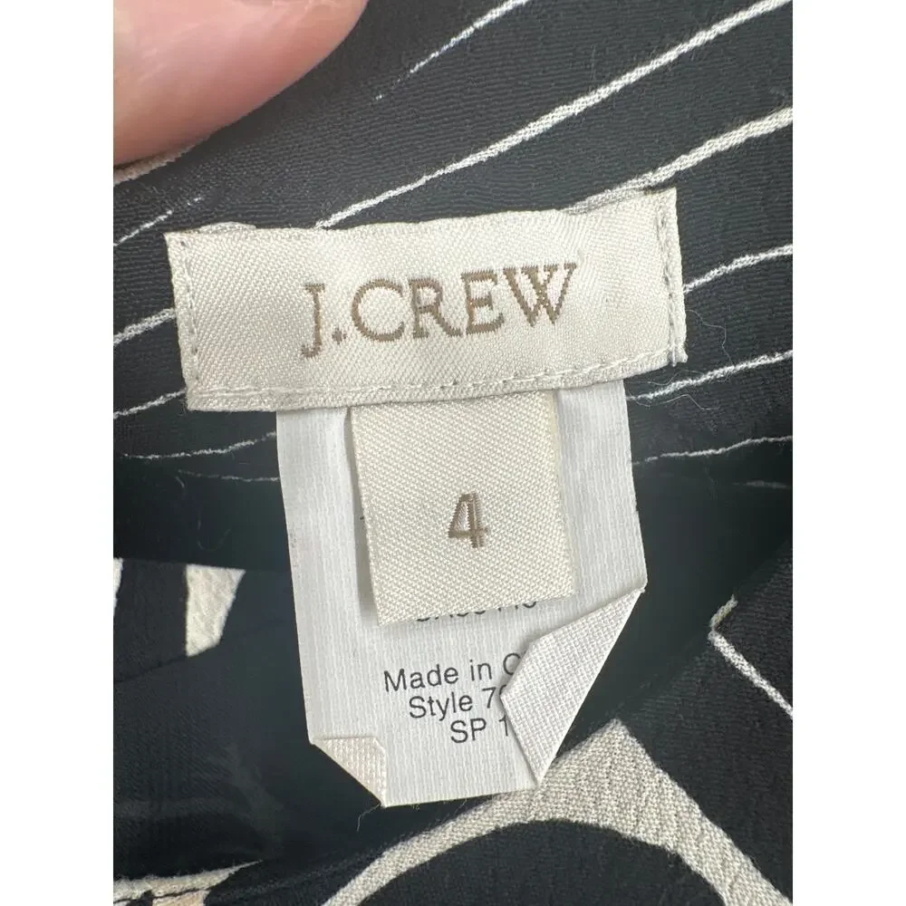 J Crew Dress Womens 4 Black Mini Shift Long Sleeve Abstract Flowy Boho Office - Picture 2 of 8